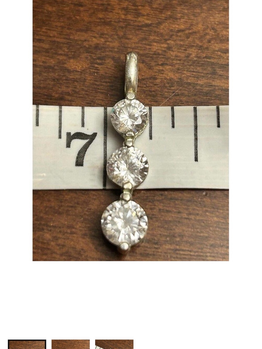 Three-Stone Clear Drop Pendant Necklace - Silver Tone - Women Jewelry f66
